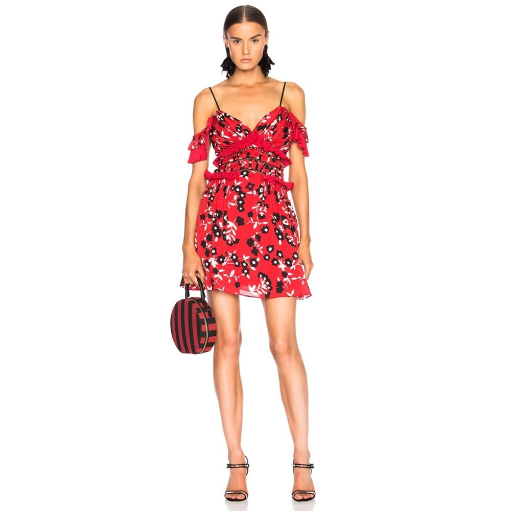 self-portrait cold shoulder mini dress